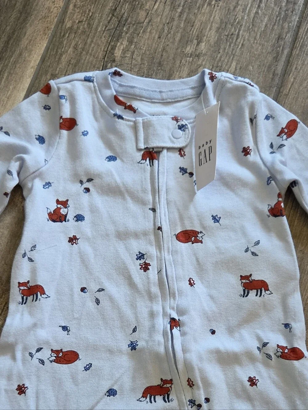 GAP Baby NWT 0-3 Months Blue Fox One-Piece Footie Romper